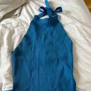 blue zara halter top- open back